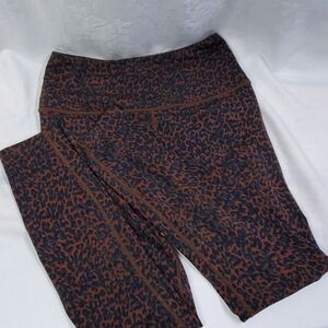Varley Womens Brown Animal Print Athletic Four Way Stretch Compressive Legging S